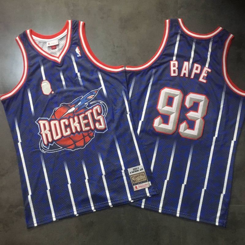 Men Houston Rockets #93 Bape Blue Trowback Swingman NBA Jersey->denver nuggets->NBA Jersey